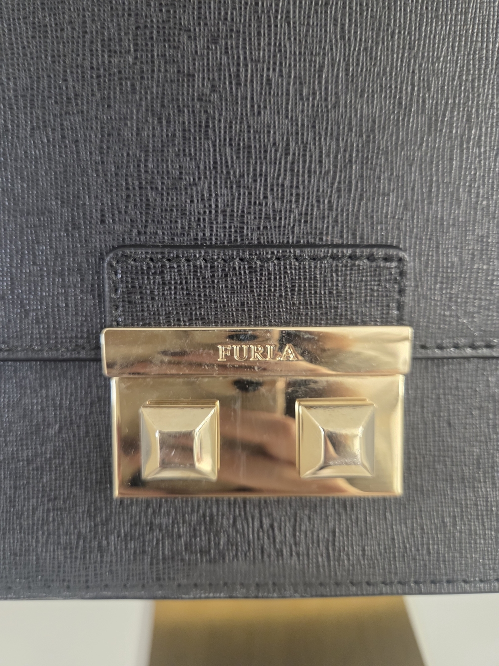 Furla Bella M Saffiano Leather Black Top Handle With Crossbody Strap - Picture 3 of 9